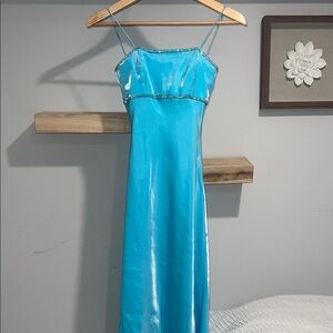 Cache vintage silky Blue iridescent Prom‎ Dress